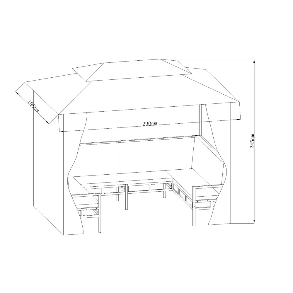Santreyd Садовый шатер с москитной сеткой и скамьями для отдыха на природе 18018268 STLM-0009265 - Вид №7