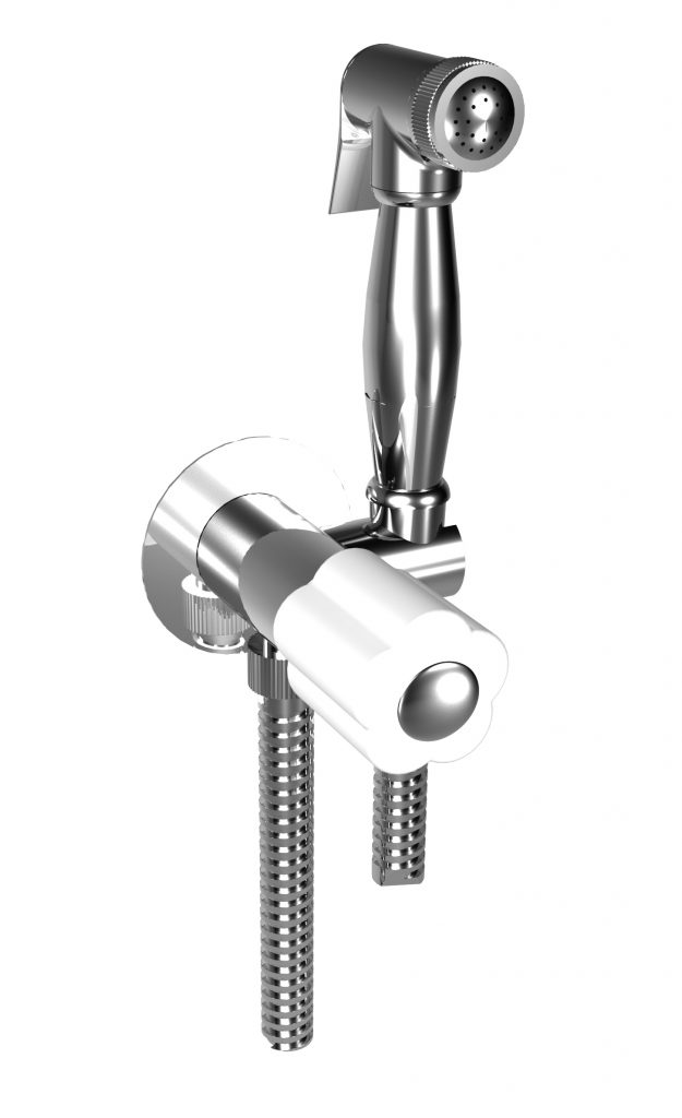 11916 БЕЛЫЙ-12916 ЧЕРНЫЙ Душевой набор Shattaff для унитаза с прогрессивным смесителем и ручным душем. Bongio Fleur Blanc&Noir 11916 BLANC-12916 NOIR