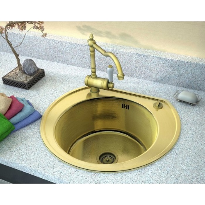 Zorg SZR-535/200 Bronze Мойка кухонная круглая Zorg  - Вид №2