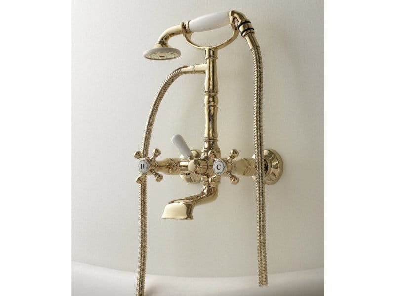 Настенный смеситель для ванны с 2 отверстиями и ручным душем Zazzeri ARCH-00017085