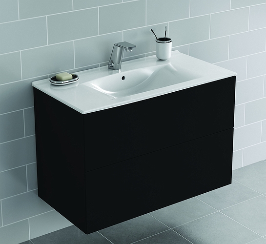 9751072111 IDO Elegant напольный шкаф для мебельной раковины с двумя ящиками, W = 600 мм, W1 = 610 мм, матовый черный - Вид №5