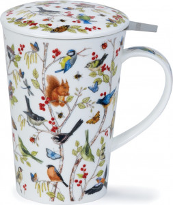 10643502 Dunoon Кружка с ситечком и крышкой Dunoon "Шетлэнд.Тайный лес" 440мл Фарфор костяной