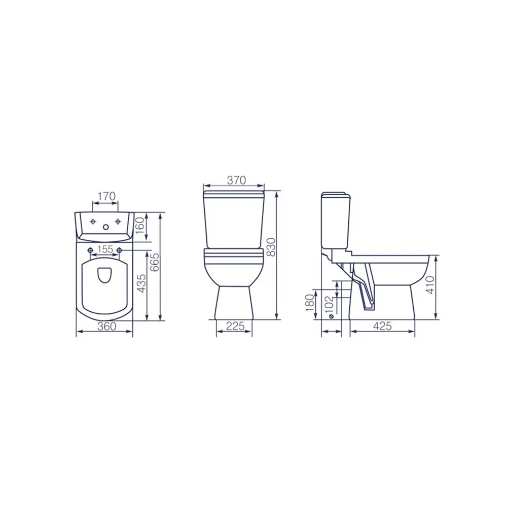 Унитаз-компакт Kirovit Idealsmart Домино горизонтальный выпуск двойной слив STLM-2171244 - Вид №5