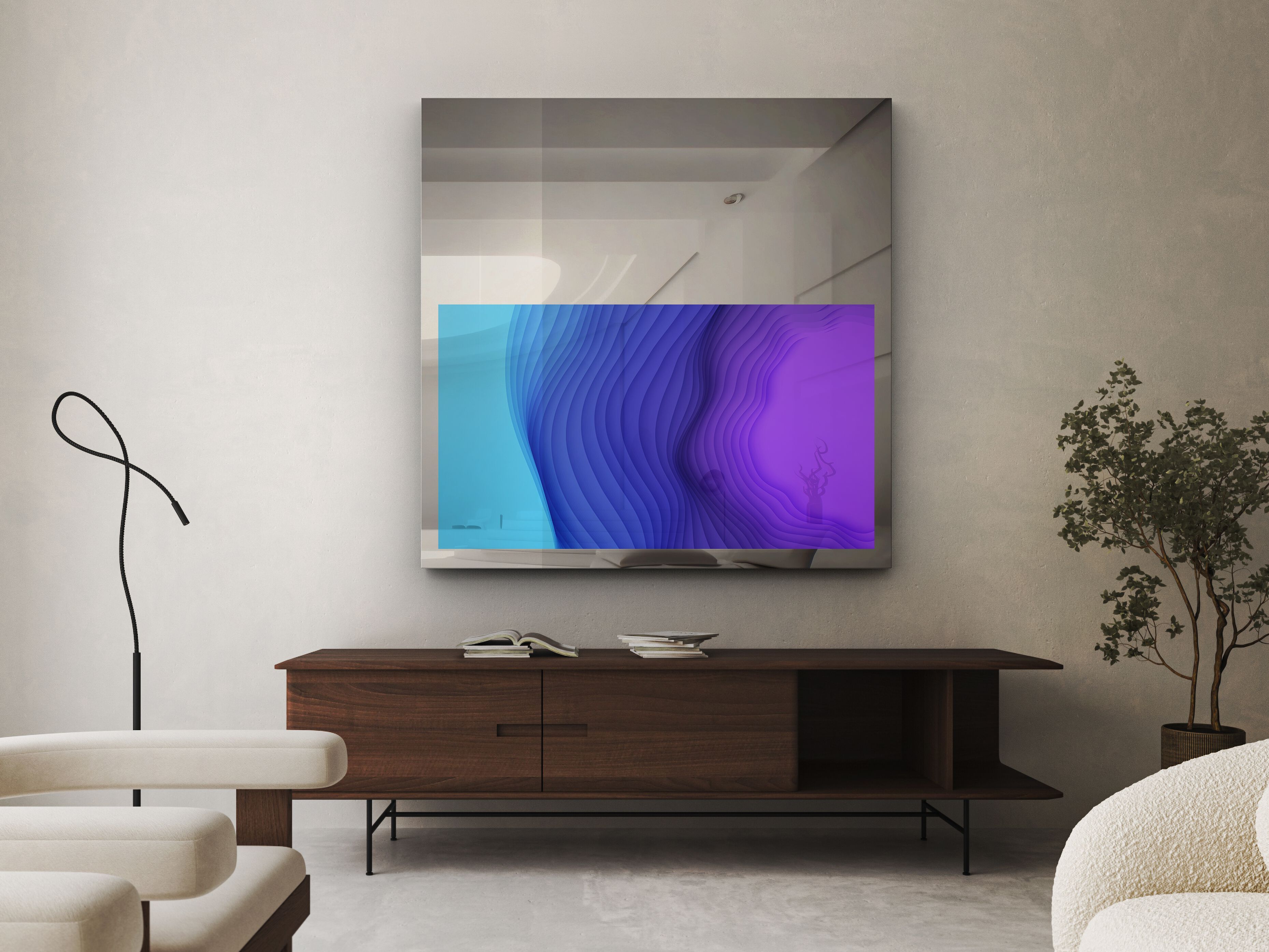 Прямоугольное настенное зеркало со встроенным отсеком для телевизора NEOD Neptune ARCH-00123057