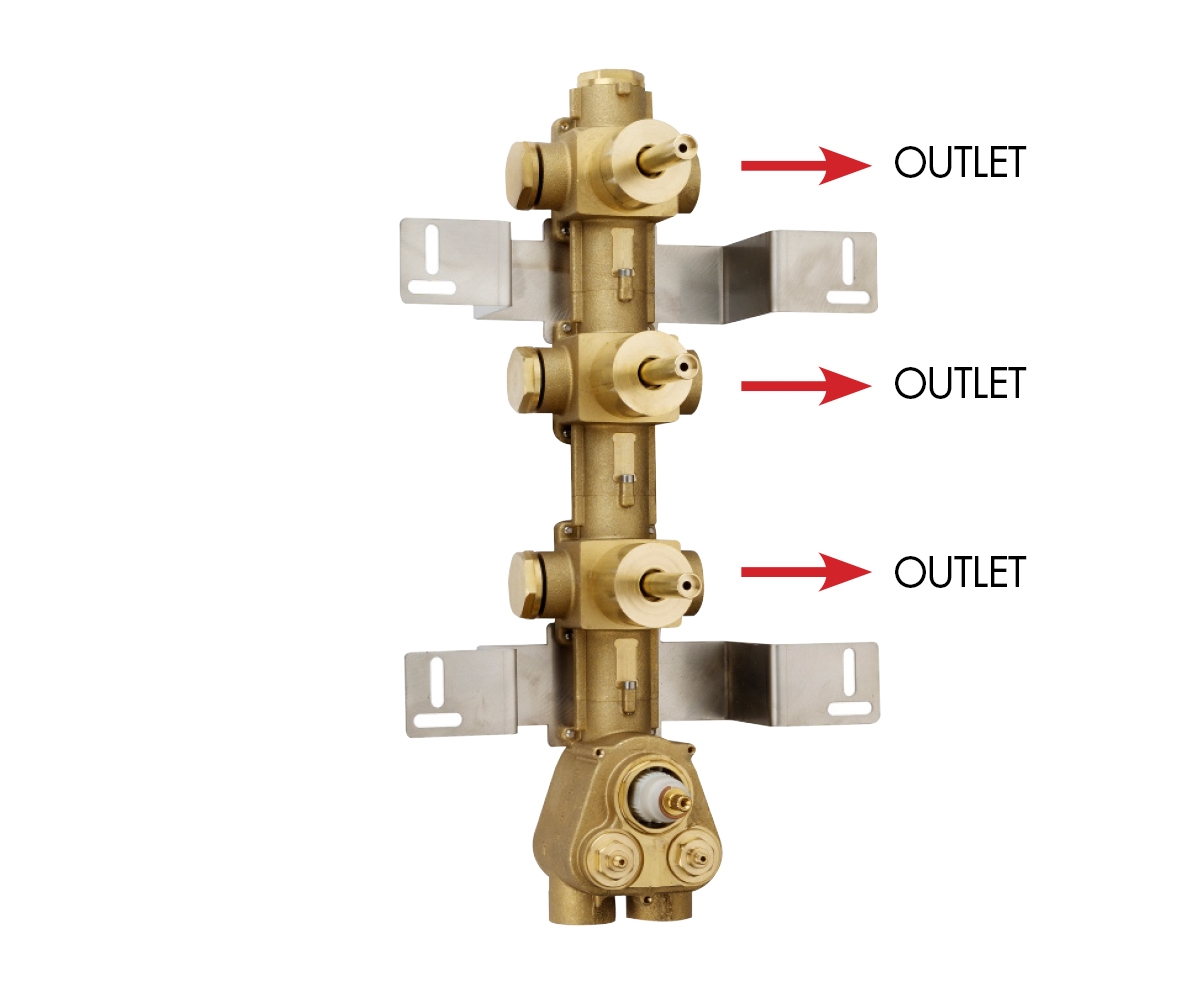 Z032205 + Z030202 000 Смеситель & запорный кран Cube 3 Outlets LP BOSSINI  - Вид №1