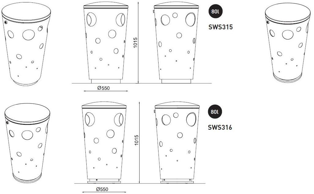 mmcité1 Урна для мусора из стали  Sws315/sws316  - Вид №7