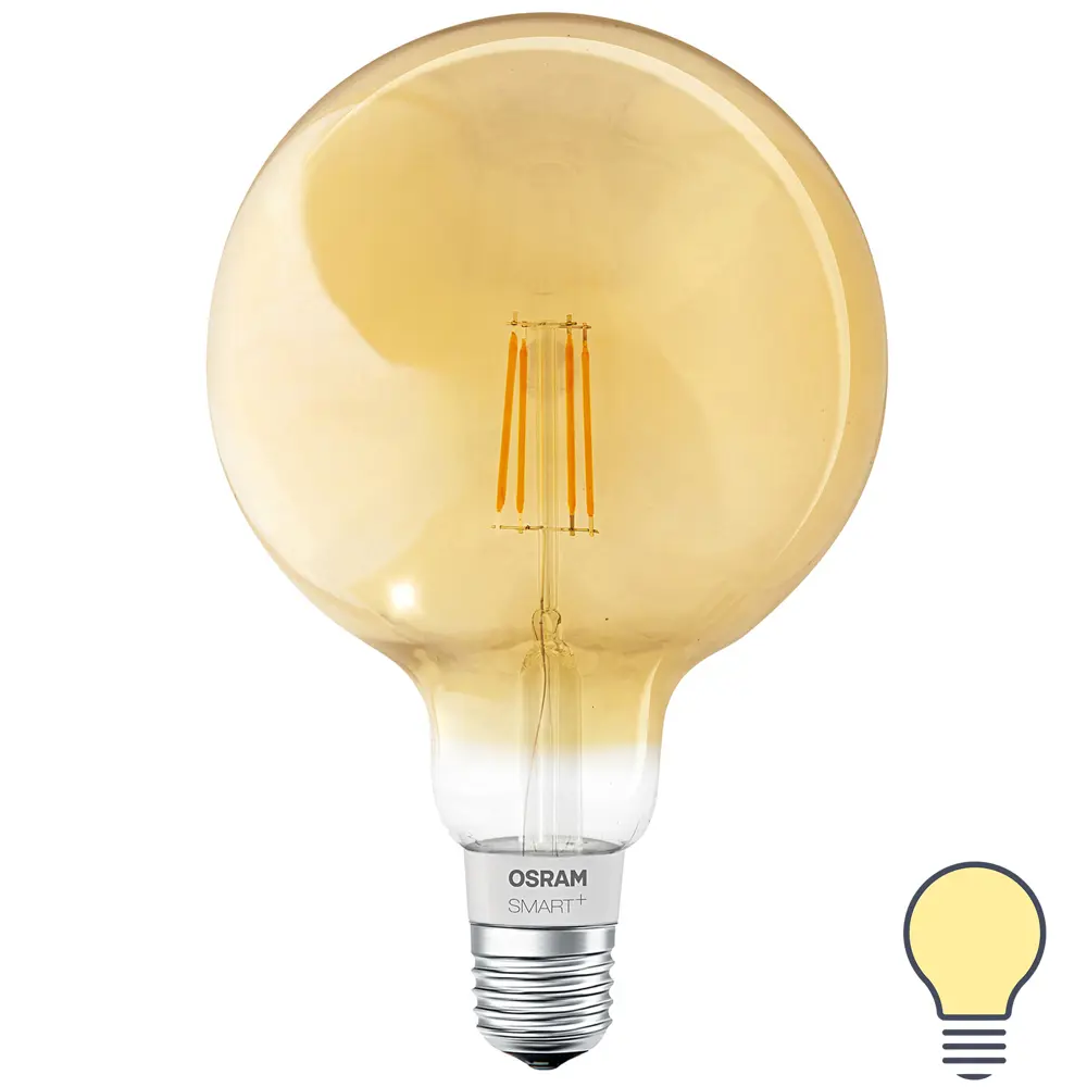 Лампа умная светодиодная Osram Smart Plus E27 220-240 В 5.5 Вт шар большой золотистая 600 лм, теплый белый свет 89143932 STLM-2046314 LEDVANCE 