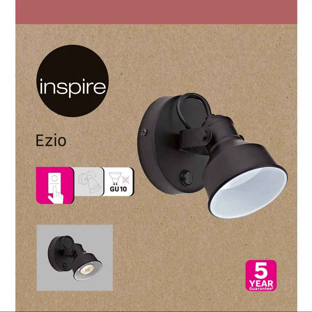 Спот поворотный Inspire Ezio 1 лампа цвет черный 86493707 STLM-2072017  - Вид №4