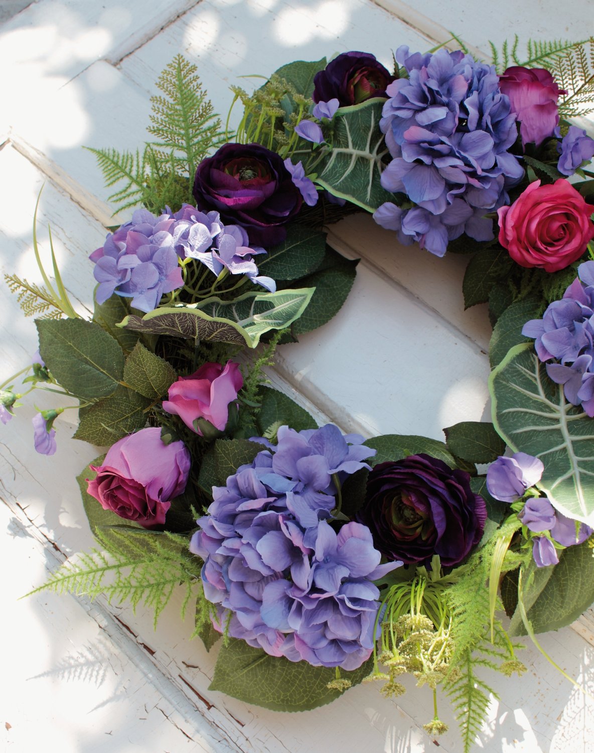 2647 254 a3 Искусственный венок 'Лютик / роза / гортензия' Ø 50 см, сиреневый H-andreas  - Вид №3