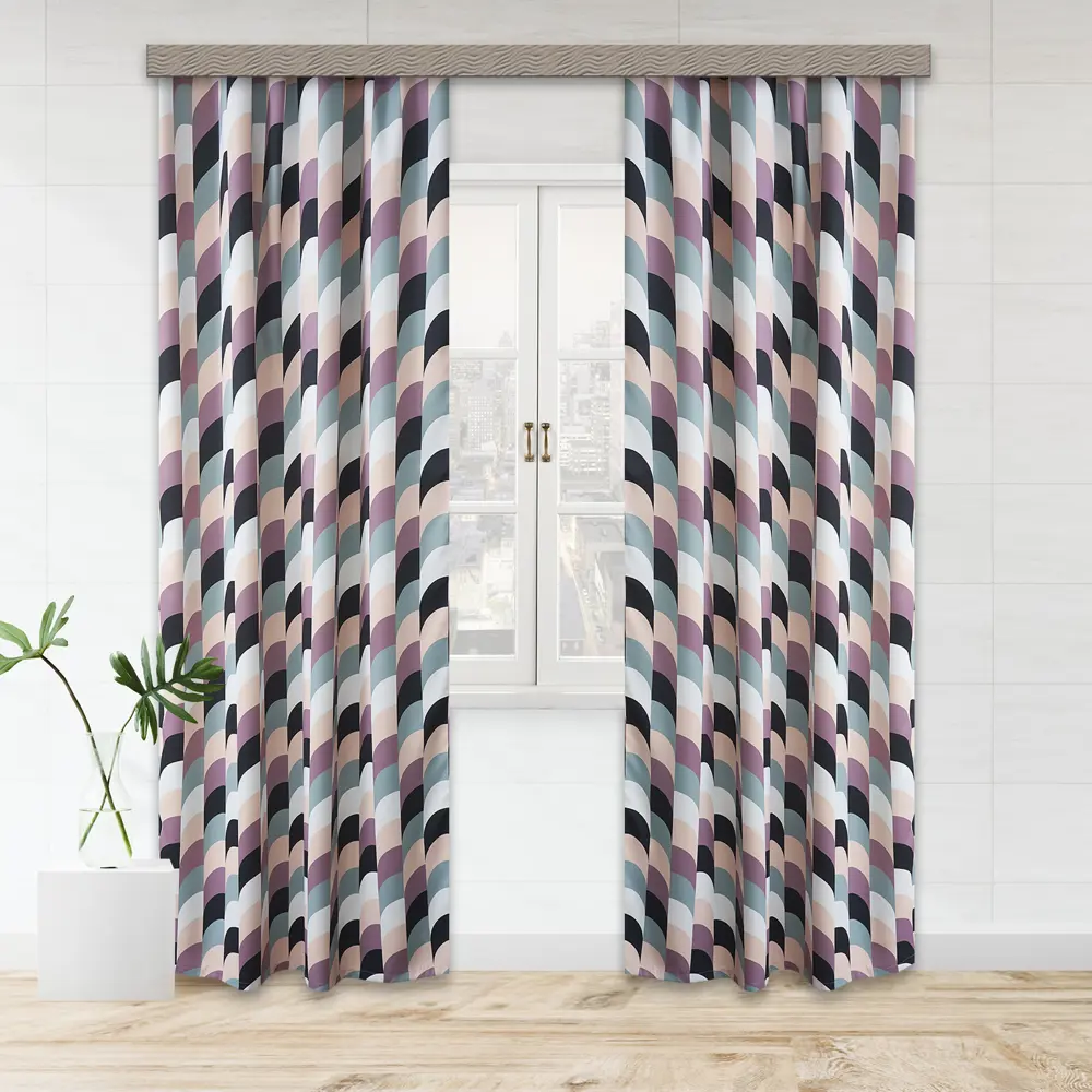 Штора на ленте Полоса 150x260 см цвет коричневый 2 шт WITERRA STLM-2109986