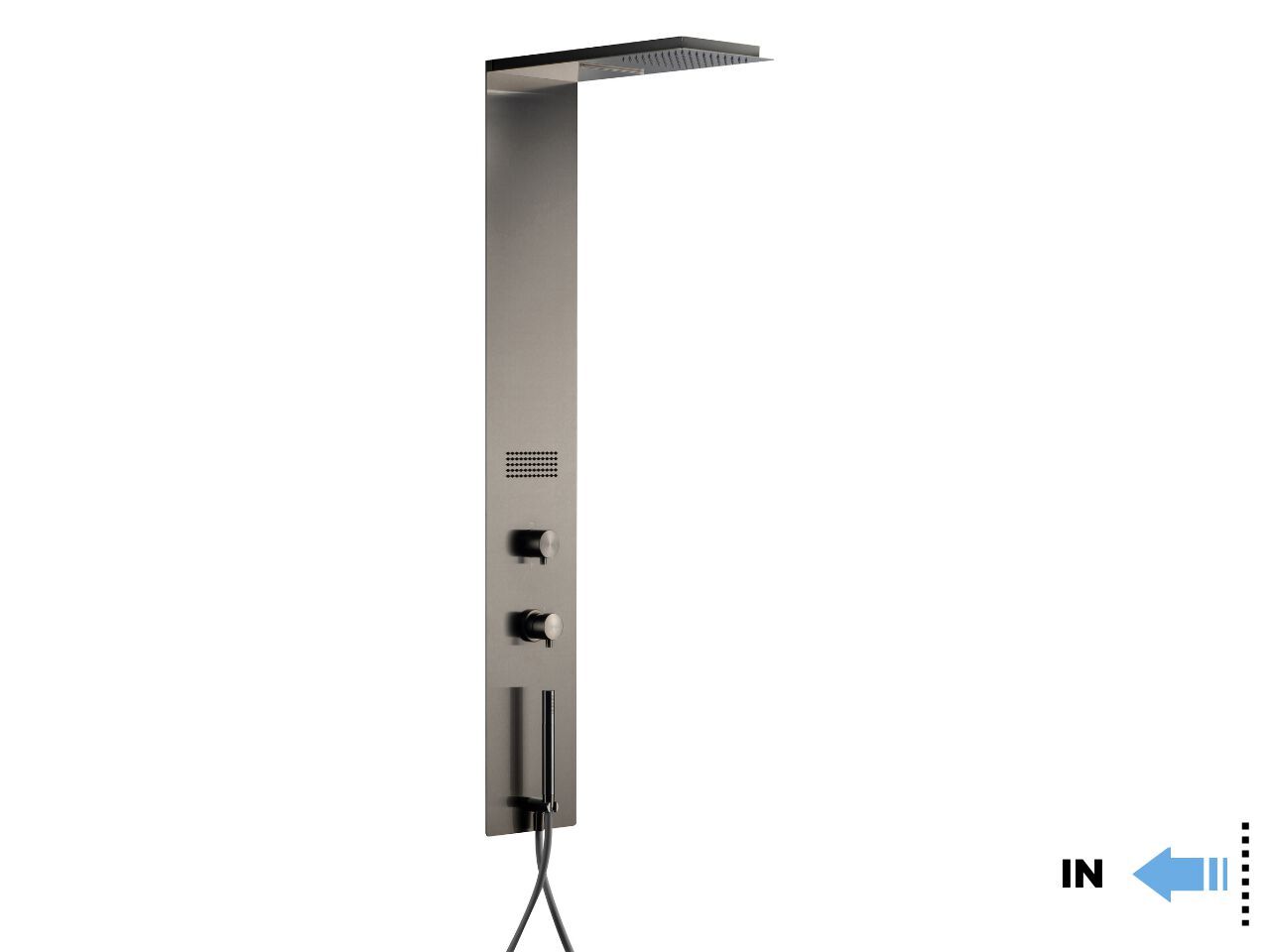 Душевая панель из нержавеющей стали с ручным душем и переключателем Cropelli Quadro ARCH-00098721 - Вид №21