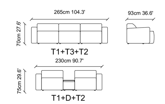 Модульный линейный диван из ткани NDESIGN шоколад ARCH-00029128 - Вид №2