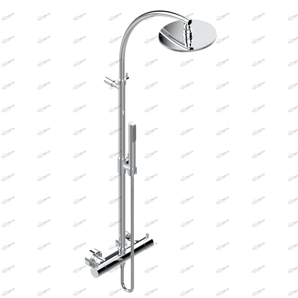G5B-6529CD Смеситель термостатический для душа настенного монтажа 1/2" с душевой колонной, верхним душем Ø 200 мм, ручным душем и шлангом Thg-paris Nano с рукоятками Хром G5B 6529CD  A02 CAT.A