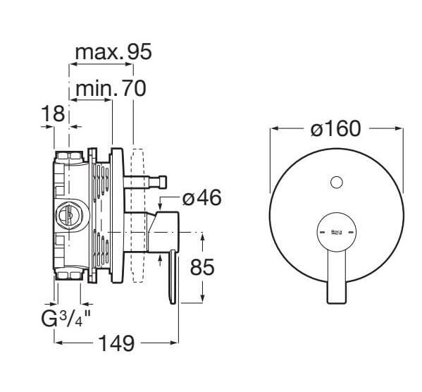 Встраиваемый смеситель для душа с 2 отверстиями Roca номерной знак ARCH-00016620 - Вид №2