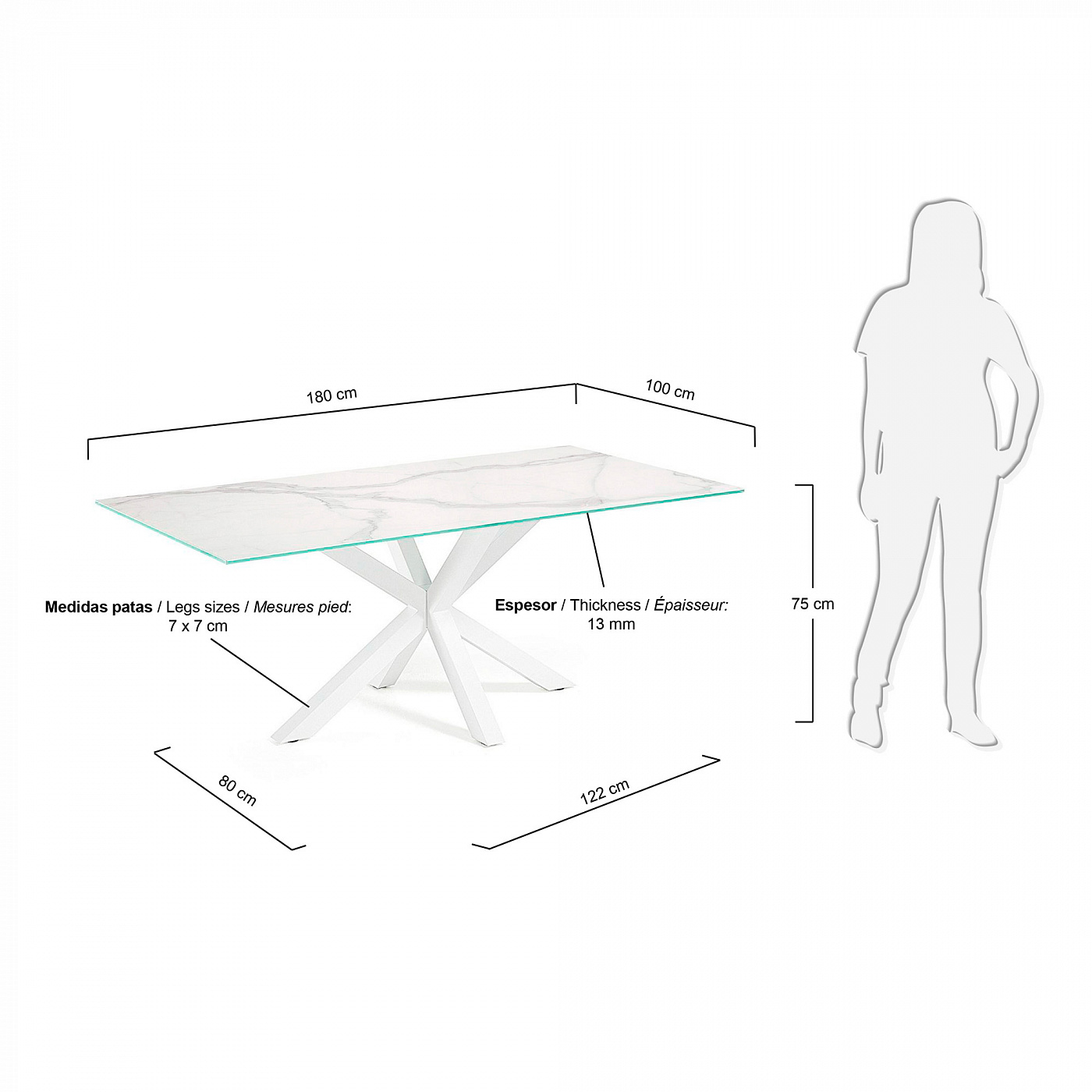 045408 Керамически стол Arya белый La Forma Argo