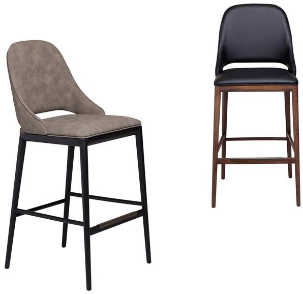 Tonin Casa Высокий табурет из нубука и основа из черного ясеня Malva sun-id-1421557 - Вид №4