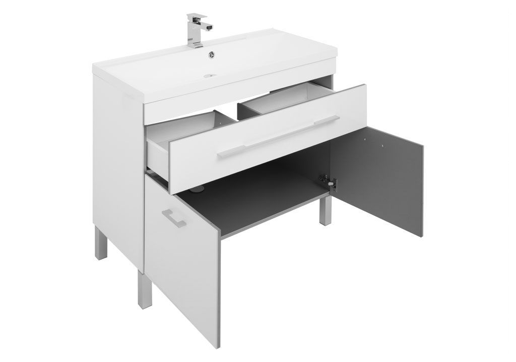 Мебель для ванной Aquanet Верона NEW 100 белый (напольный 1 ящик 2 дверцы) 00230320 - Вид №3