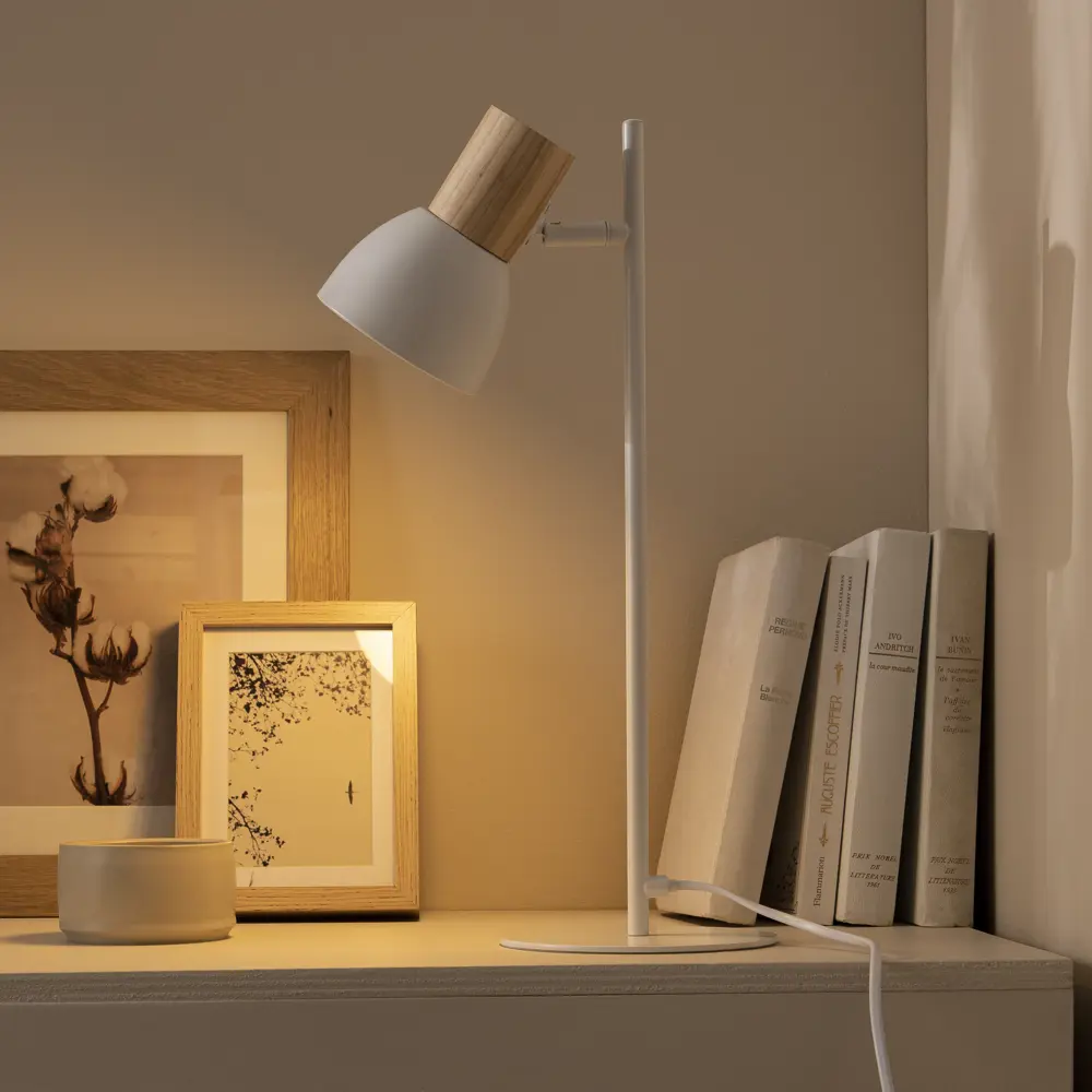 Настольная лампа INSPIRE Venosa с деревянными акцентами и регулируемым плафоном 82908108 STLM-0037799 - Вид №6