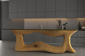 Прямоугольный стол из дерева и стекла