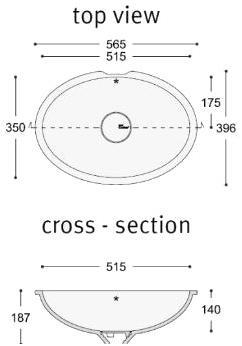 7310, 7320, 7330 Накладная раковина под столешницу  овальная Corian® Design  - Вид №8