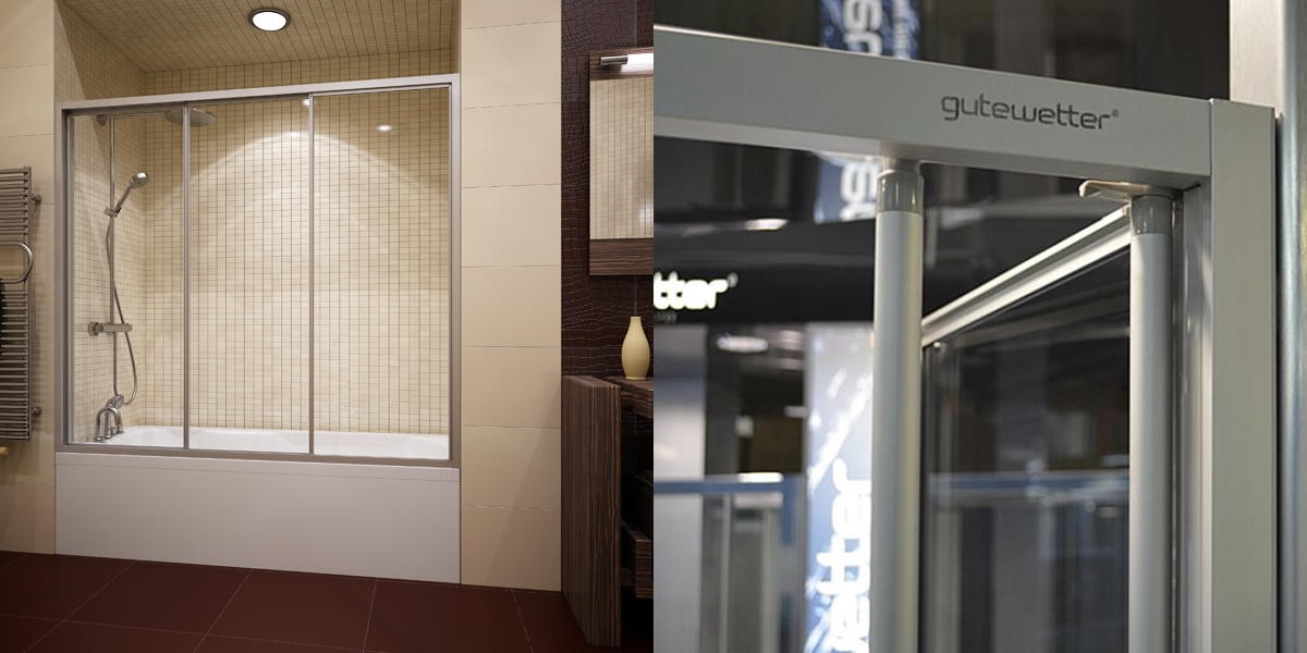 150X150GV403A Душевое ограждения на борт вынны GUTEWETTER Германия PRACTIC - Вид №1