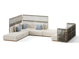 Секционный садовый диван с каркасом iroko
