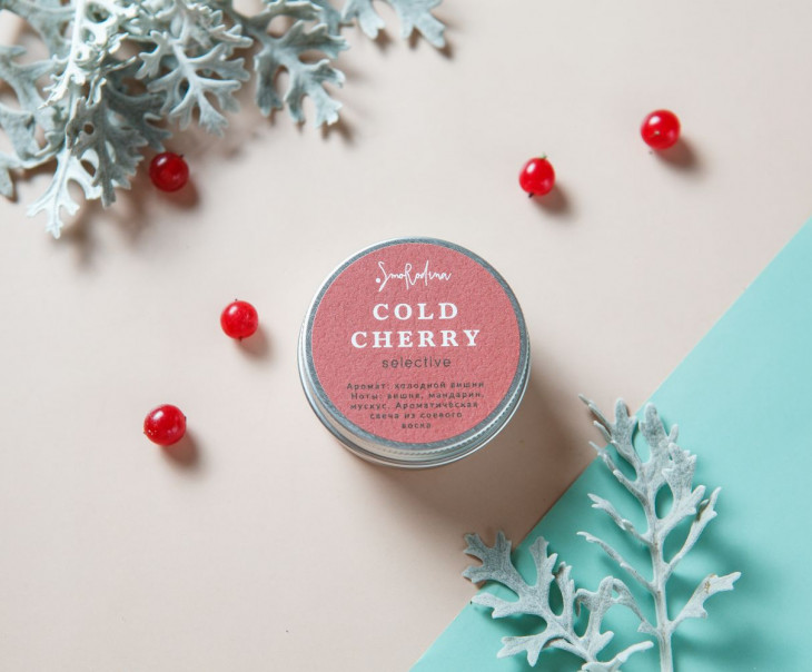 7042 Ароматическая свеча из соевого воска «Холодная вишня» Вкусляндия 
