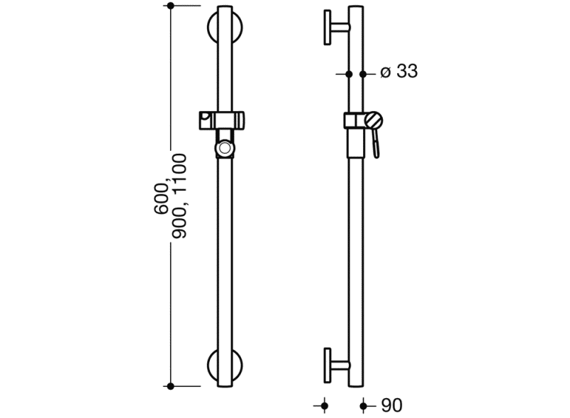 950.33.12051 Душевая штанга теплое прикосновение HEWI Greifen  - Вид №5