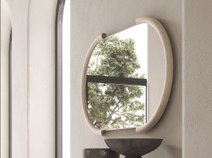 Настенное зеркало с кожаной рамкой