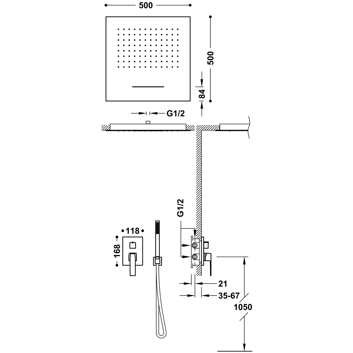 RAPID-BOX Комплект 3-ходового скрытого смесителя для душа с одной ручкой Rapid-box Rapid-box-20227302AC TRES - Вид №1