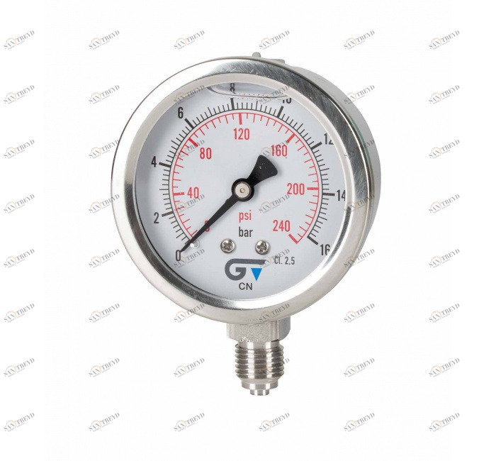GENEBRE 3814 016 Манометр Ø 63 с глицерином, нижнее соединение, резьба BSP 