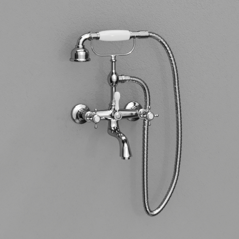 739490 Смеситель на ванну с душевым комплектом, цвет Хромированный Kerasan RETRO Италия 