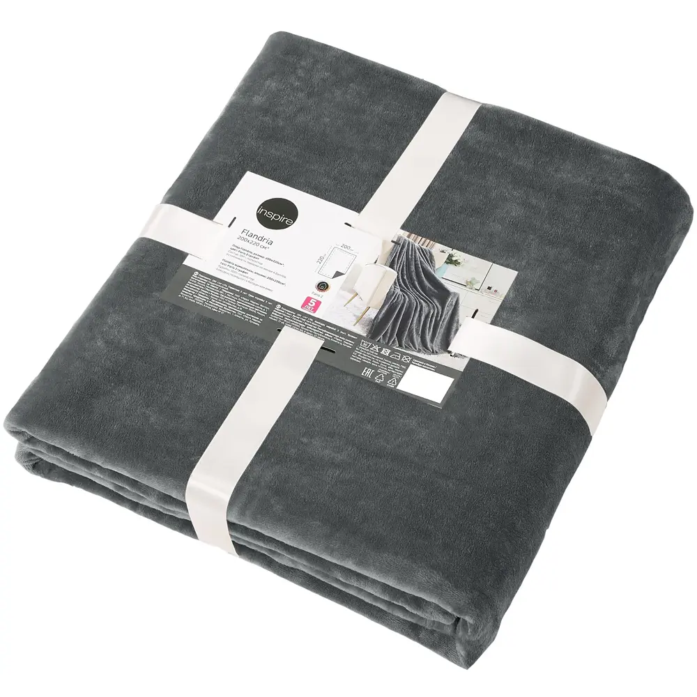 INSPIRE Flandria — уютный плед из микрофибры графитового оттенка 89025369 STLM-1027880 - Вид №2