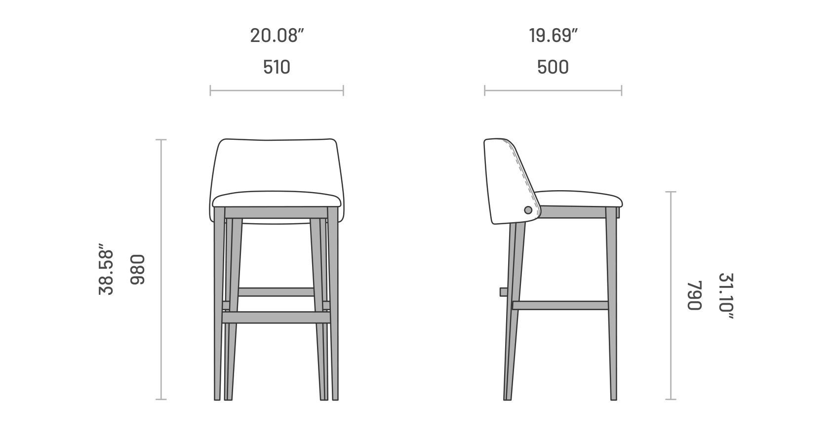 Тканевый мягкий барный стул со спинкой Domkapa Louise ARCH-00008108 - Вид №4