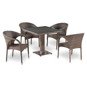 Обеденная группа светло-коричневая, искусственный ротанг на 4 персоны Bomle AFINA  130566 Коричневый