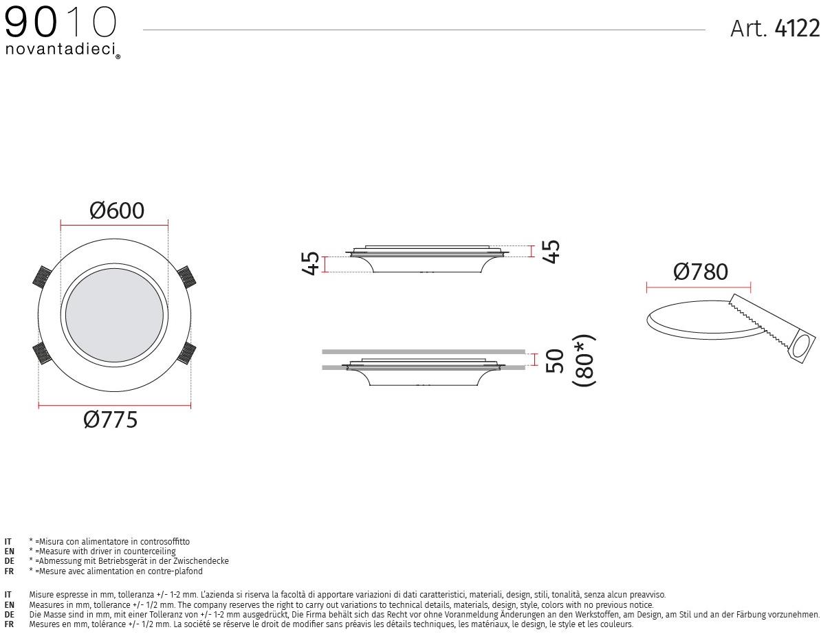 9010 novantadieci Встраиваемый потолочный светильник led из cristaly®  4122  - Вид №1