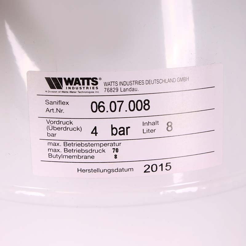 Расширительный бак белый Saniflex SG для ГВС WATTS Ind присоединение 3/4" 8л 10022133 - Вид №5