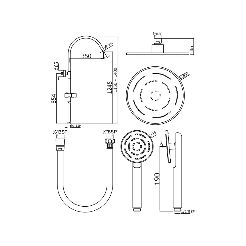 FLR-CHR-5653SHK Душевая система Jaquar Florentine Santreyd - Вид №1