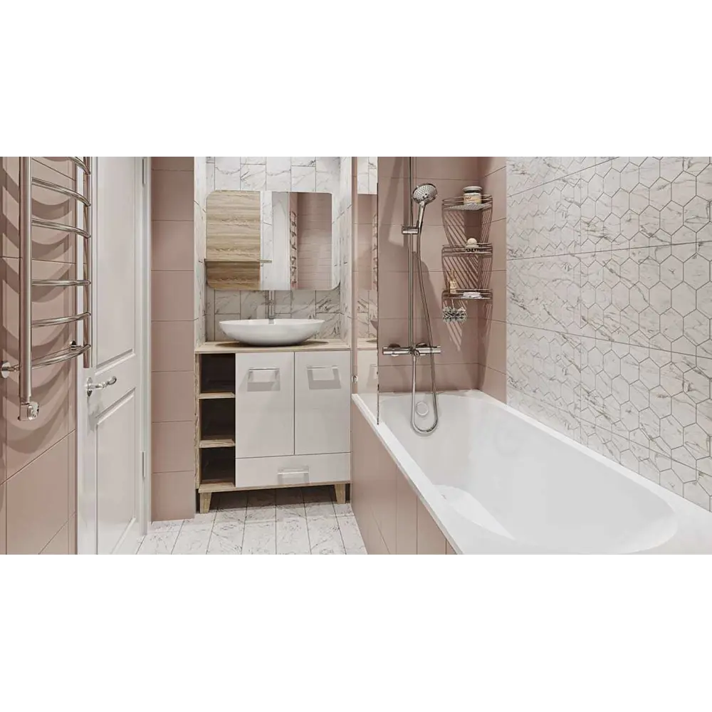 Плитка настенная Marble «Гексо» 60x30 см 1.62 м2 цвет белый матовый 82109583 STLM-2145793 BELANI  - Вид №8