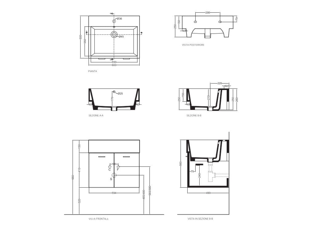 Двойной подвесной умывальник COLAVENE оборки ARCH-00115557 - Вид №3