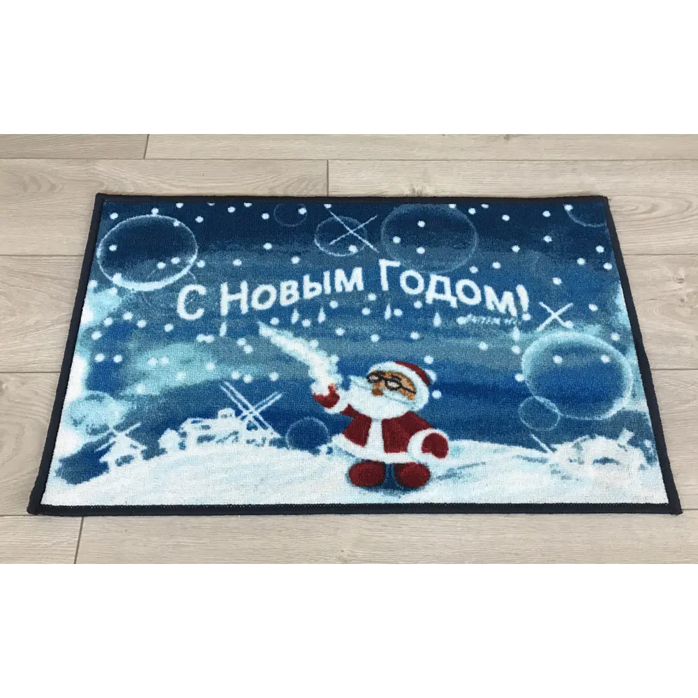 Коврик С новым годом 50x80 см нейлон цвет синий CTIM STLM-2079542 - Вид №2