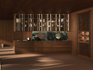 Встроенная кухня из грецкого ореха