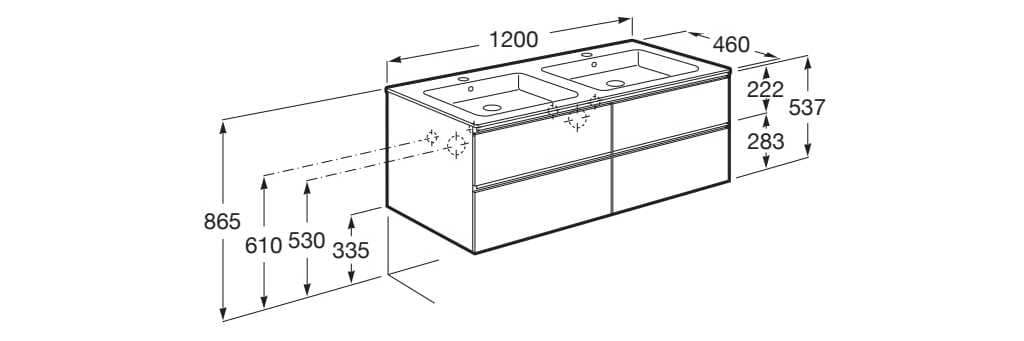 Деревянный двойной умывальник с ящиками Roca The Gap ARCH-00054864 - Вид №2