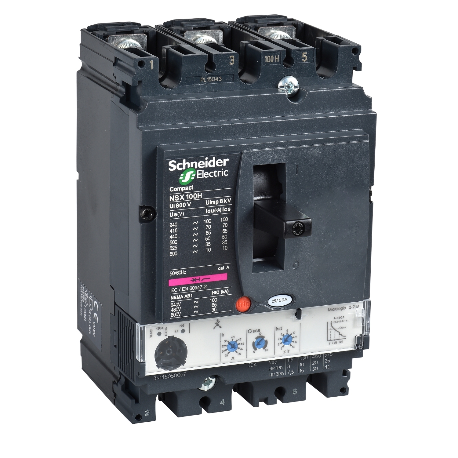 LV431790 Силовой автомат NSX 250, Micrologic 2.2, 70кА, 3P, 250А Schneider Electric Compact 
