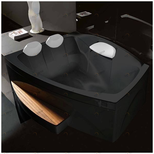 Ванна GRUPPO TREESSE Matrix Slim V7631-C  большая с подголовником глубокая без гидромассажа чёрная VTLV7631C