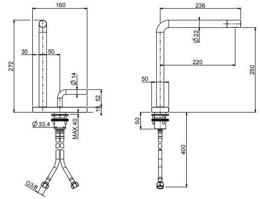 Quadrodesign Смеситель для кухни на столешнице Kitchen inox sun-id-1452221 - Вид №1