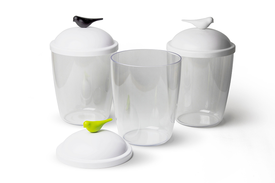 QL10302-WH-GN Емкость для льда sparrow, белая с зеленым Qualy  - Вид №1