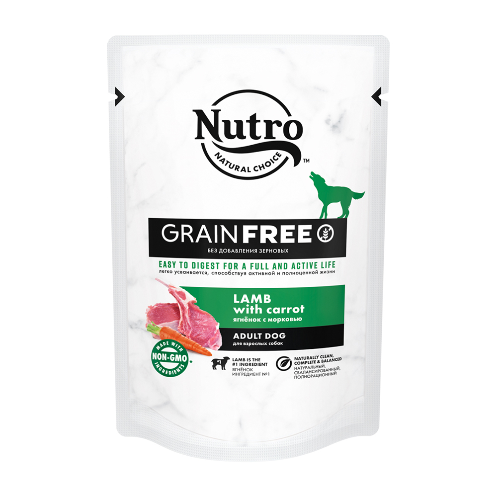 ПР0059461 Корм для собак Ягненок с морковью пауч 85г NUTRO 