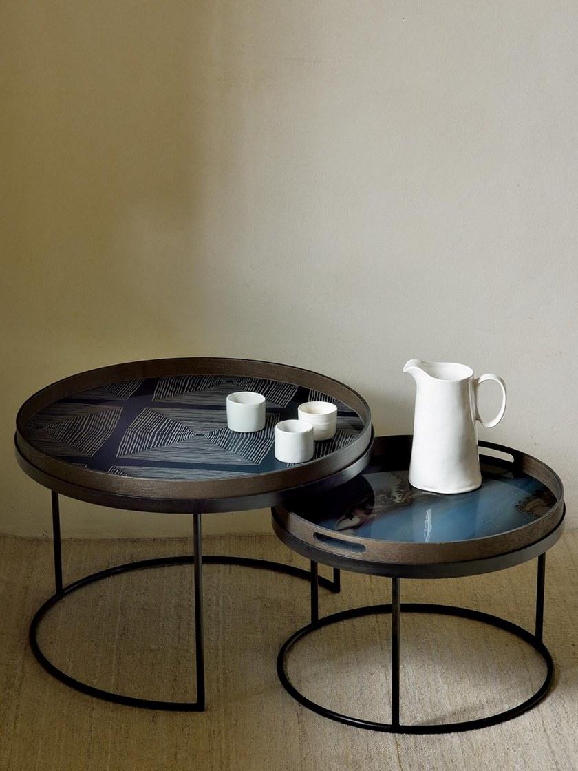 Ethnicraft Круглый поднос из дерева и стекла Linear flow 20912 - Вид №2