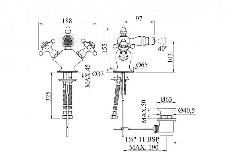 Bronces Mestre Смеситель для биде с глянцевой поверхностью Retro sun-id-1358827 - Вид №1